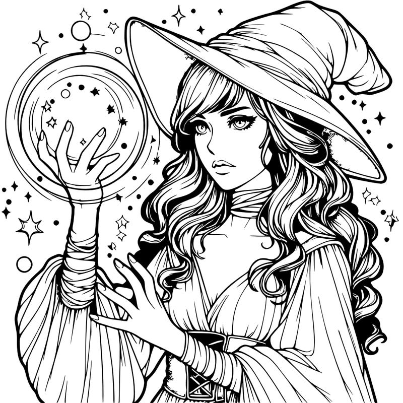 realistic women sorcerer using magic
