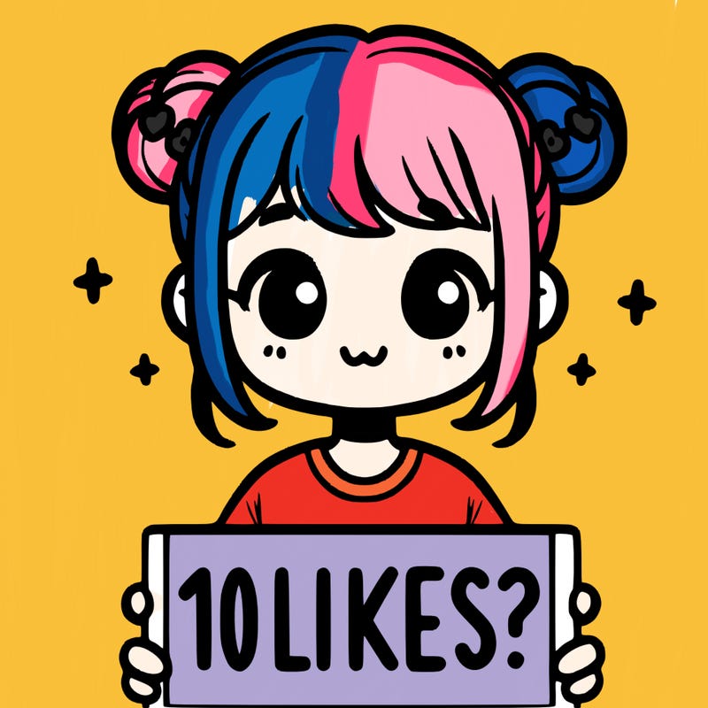 cute girl that is holding a sign that says 10 likes?