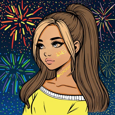 realistic girl with a high ponytail