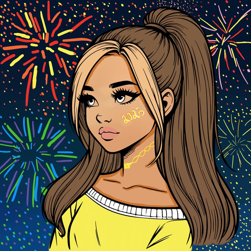 realistic girl with a high ponytail