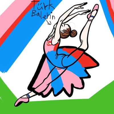 gymnast doing a leap in a leotard with a bent back leg