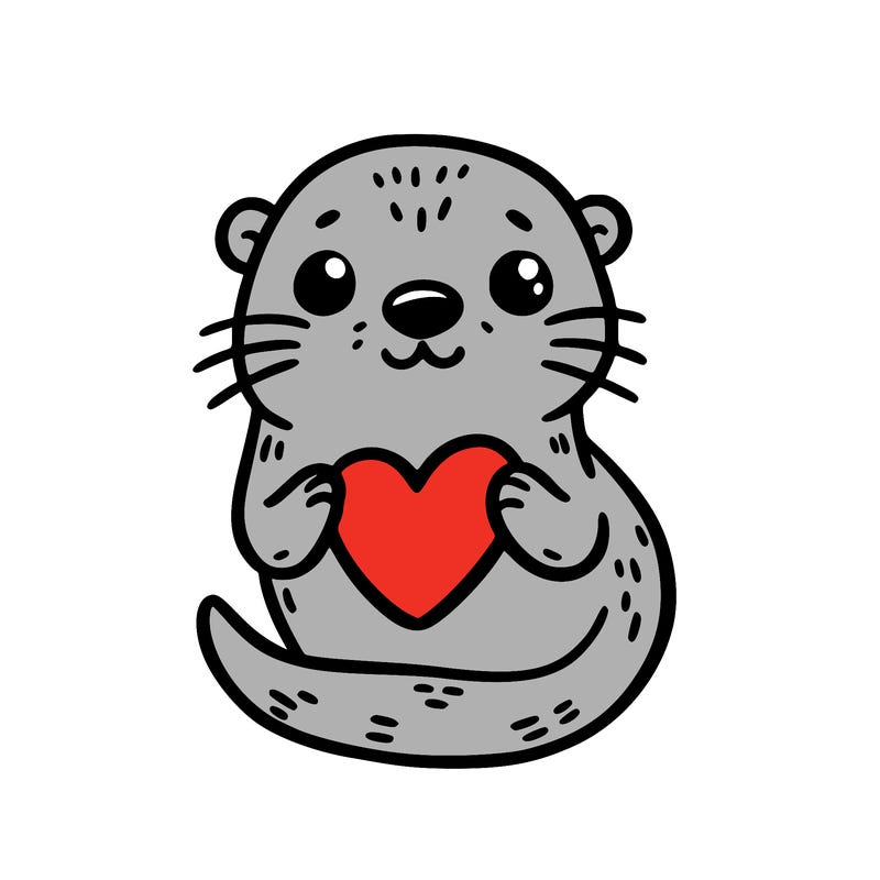 otter with a heart