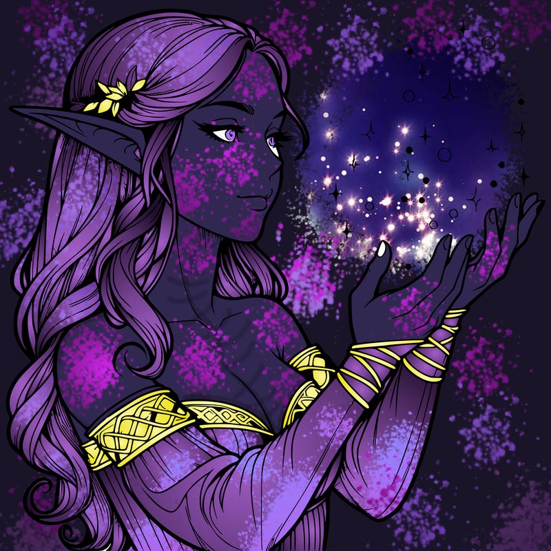 realistic elf girl doing magic