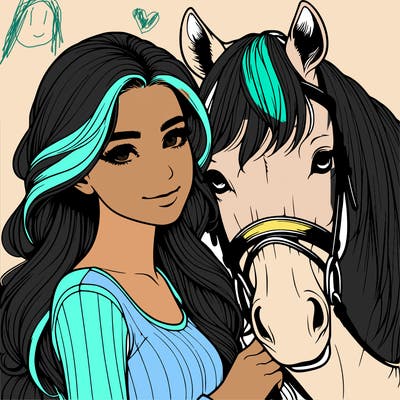 realistic girl with horse
