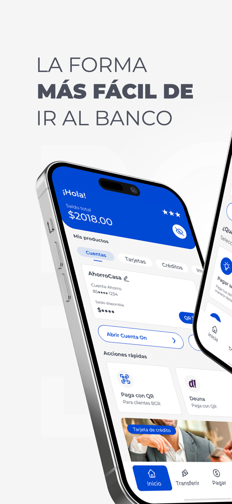 BGR Digital - Pantalla de inicio de la aplicación de banca móvil BGR Digital mostrando el saldo de la cuenta y las opciones de servicios financieros