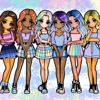 a group of girls realistic
