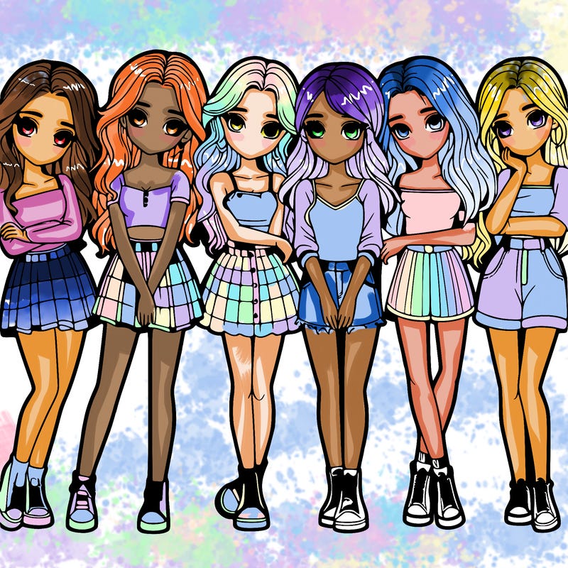 a group of girls realistic