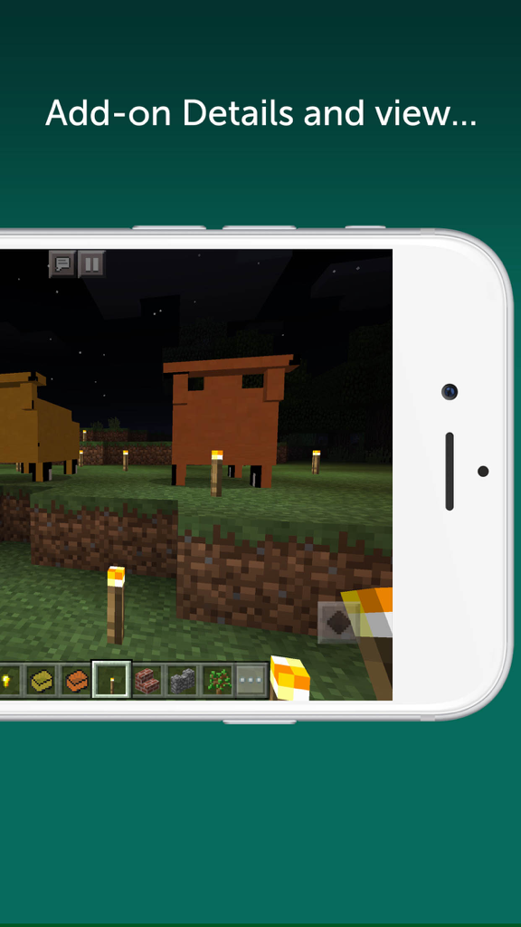 MineCars AddOn for Minecraft PE - MineCars AddOn per Minecraft PE che mostra modelli di veicoli arancioni e gialli in un'ambientazione di gioco notturna.
