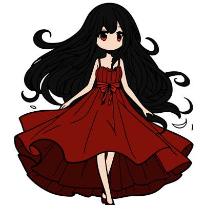 manga girl with a flowing dress