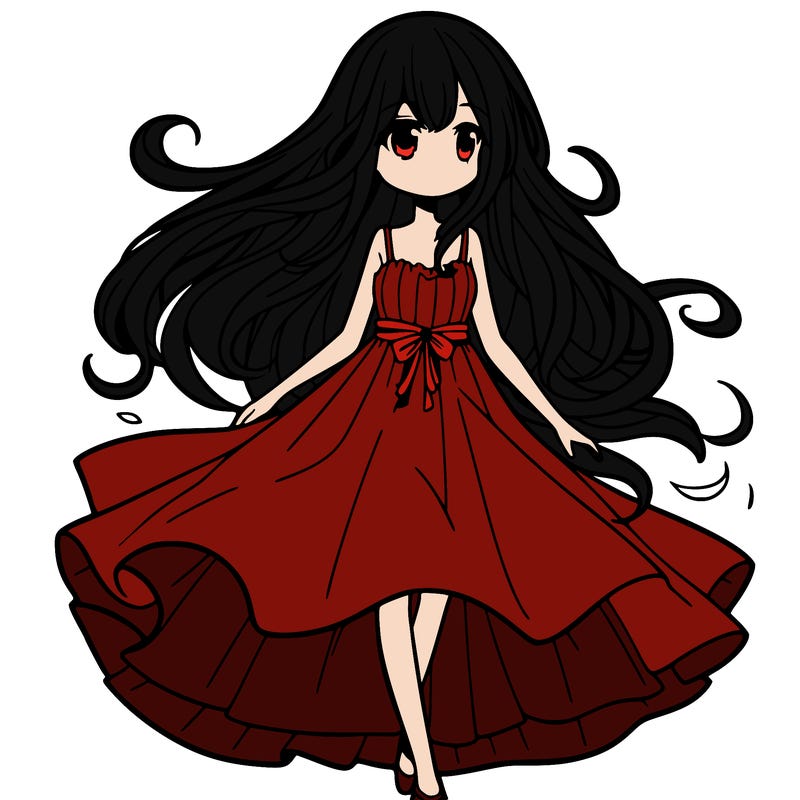 manga girl with a flowing dress