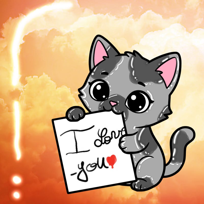 a small cat with a blank sheet of paper in its hand. the cat is sooooooo cute!