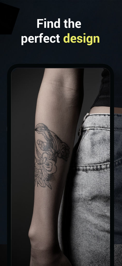 A floral tattoo design preview on a person forearm