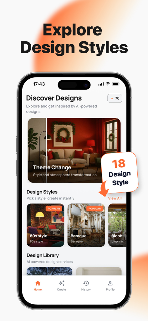 Homestyler: AI Room Planner - Homestyler app interface displaying various interior design styles and AI-powered room themes.