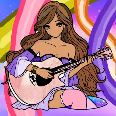 beautiful girl playing the guitar