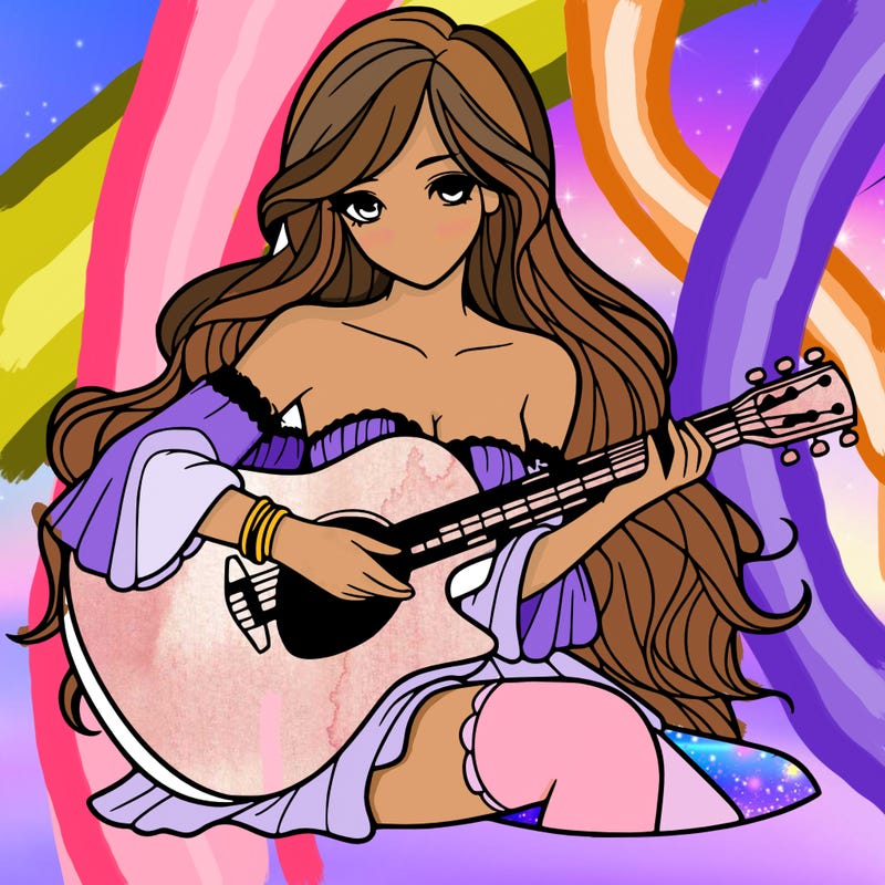 beautiful girl playing the guitar