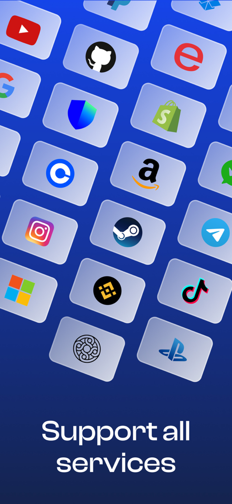 Ein Raster mit verschiedenen Plattformsymbolen wie Google, Amazon und TikTok, mit dem Text Unterstützt alle Dienste.