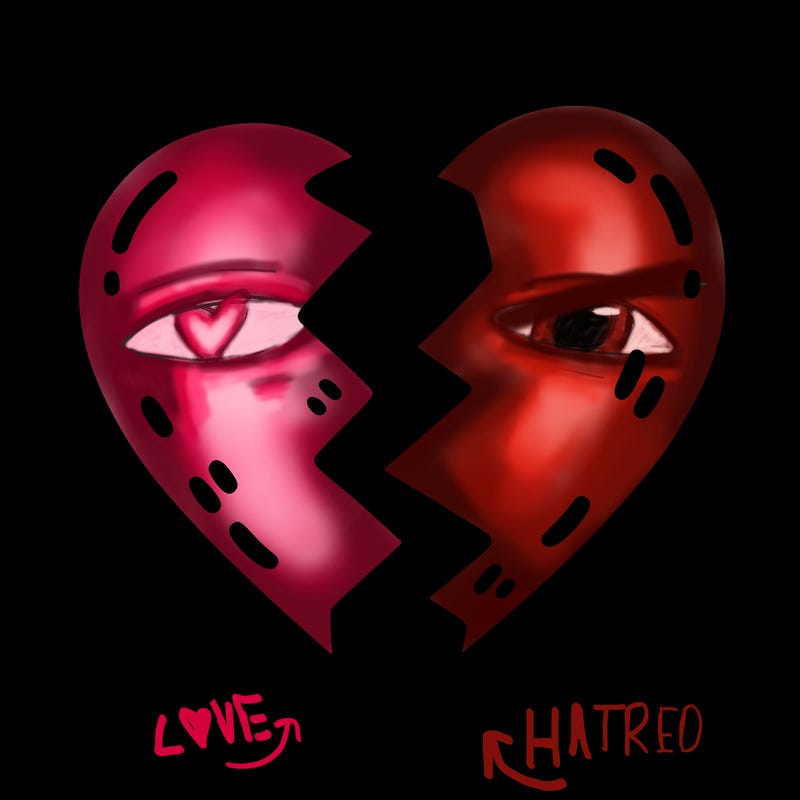 split in half heart