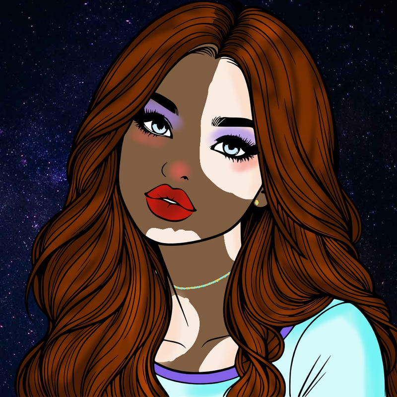 realistic girl with hair on her hair and lips