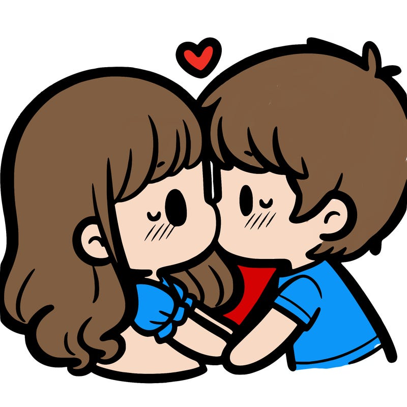 a girl and a boy kissing