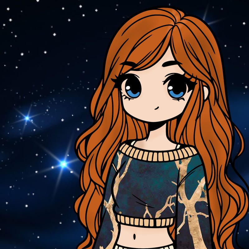 girl with long hair and a crop top with a sweater