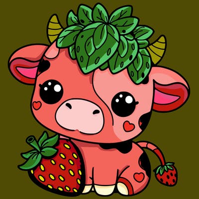 cute strawberry cow