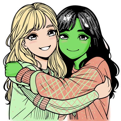 best friends hugging  realistic