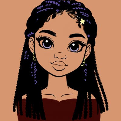 a realistic black girl with braids