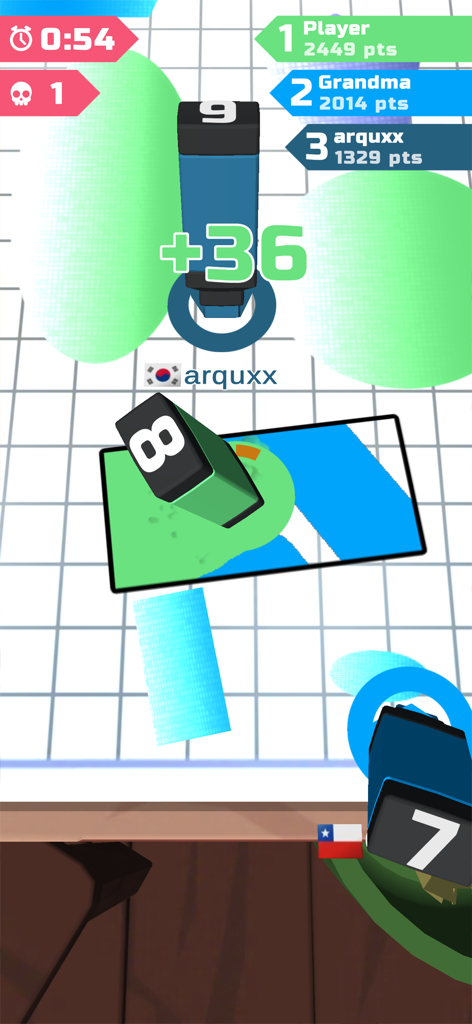 MagicMarker.io - Competitive gameplay of MagicMarker.io showing colored markers filling in doodles on a grid with a leaderboard and timer