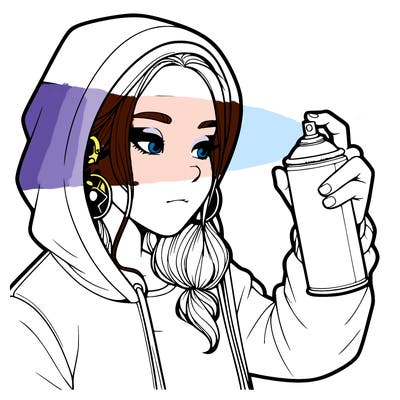 a realistic girl, spray painting