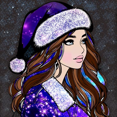 realistic girl in santa hat