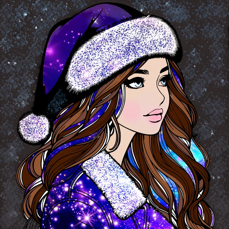 realistic girl in santa hat