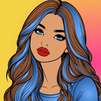 realistic girl with hair on her hair and lips