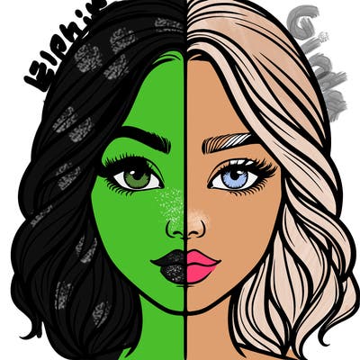 realistic girl split half