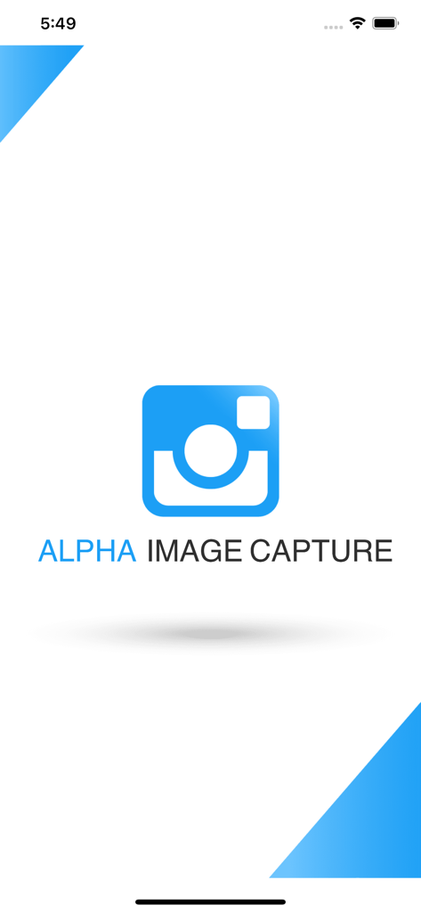 ImageCapture - Alpha Image Capture app splash screen with camera logo and brand name