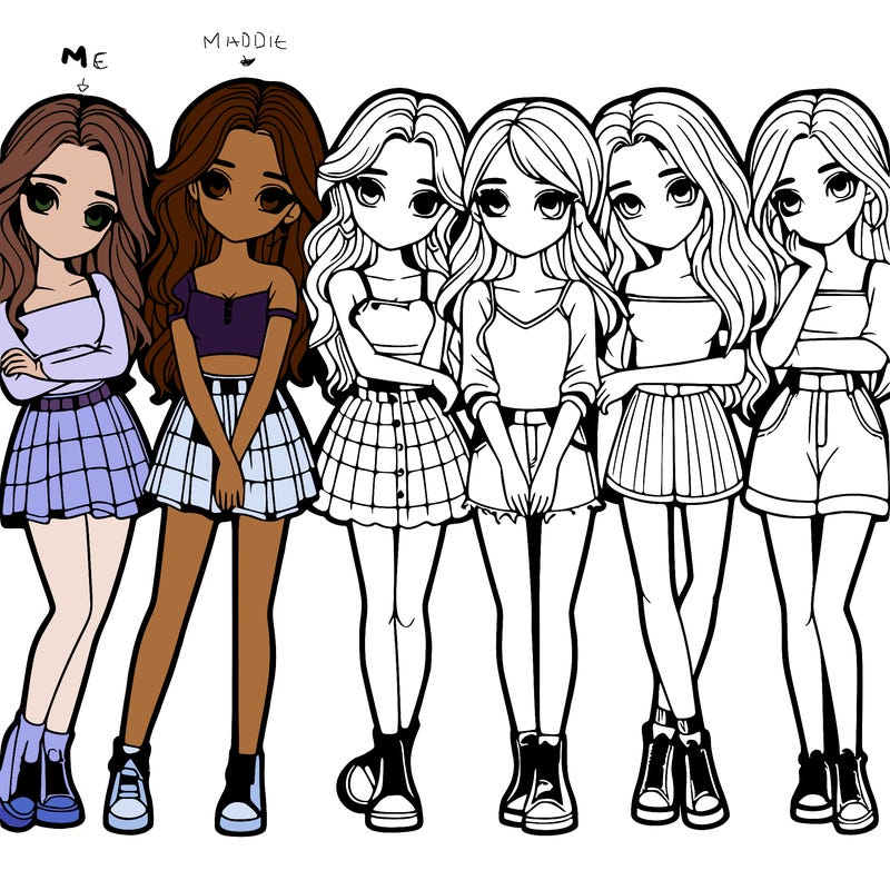 a group of girls realistic