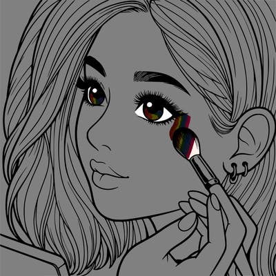 a realistic girl doing her makeup