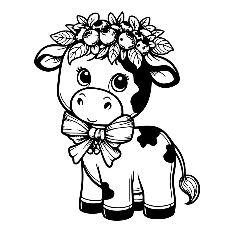 blueberry cow with blueberry bow