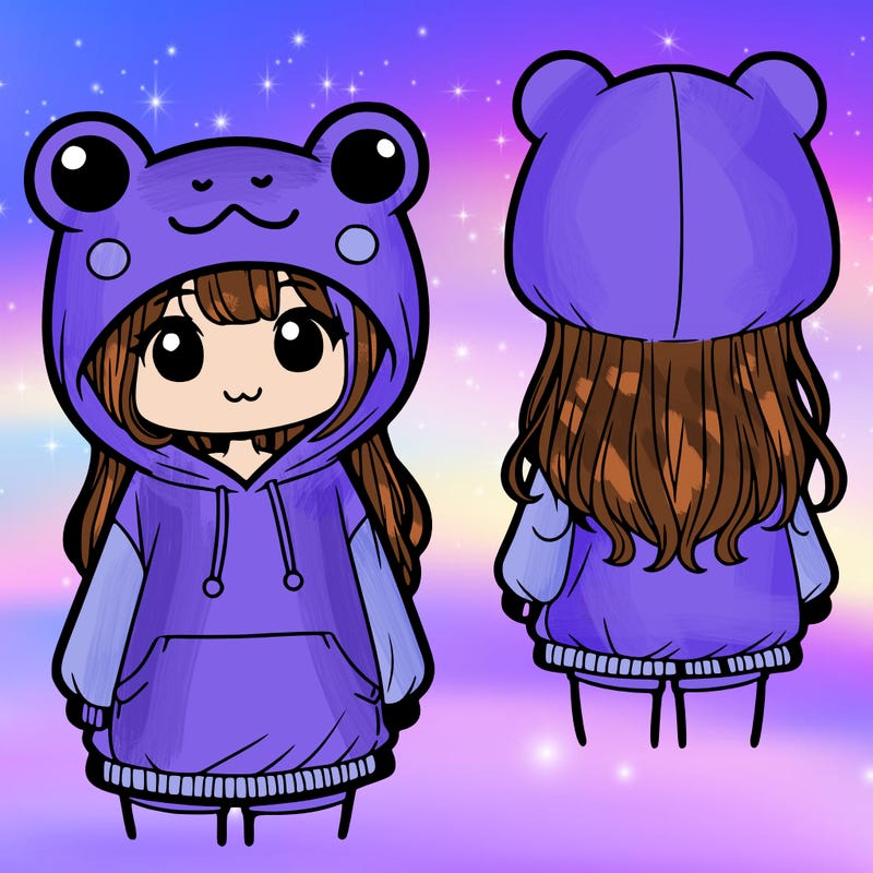 girl with cute frog hoodie