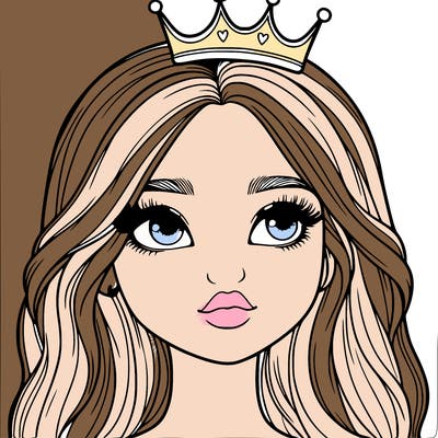 a realistic girl with a crown on