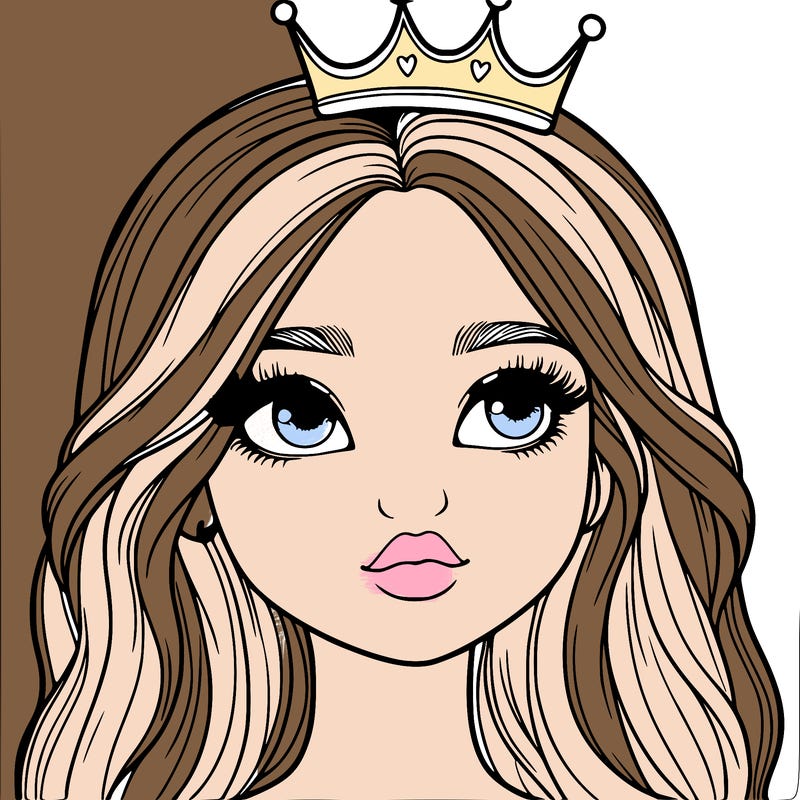 a realistic girl with a crown on
