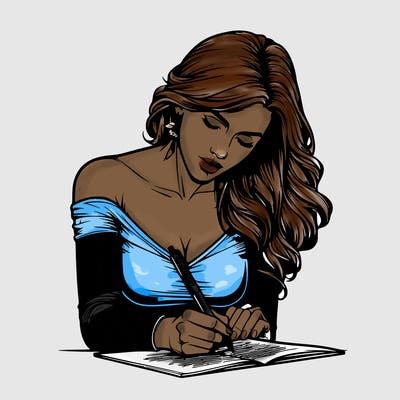 realistic female writing poetry