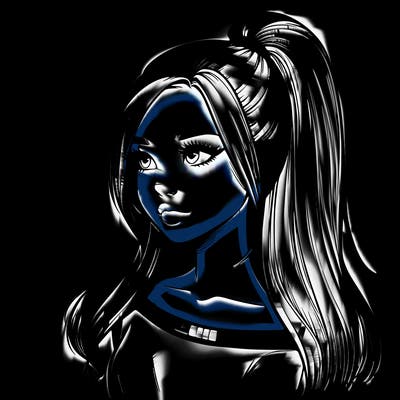 realistic girl with a high ponytail