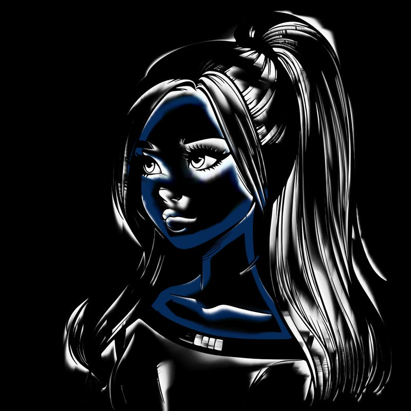 realistic girl with a high ponytail