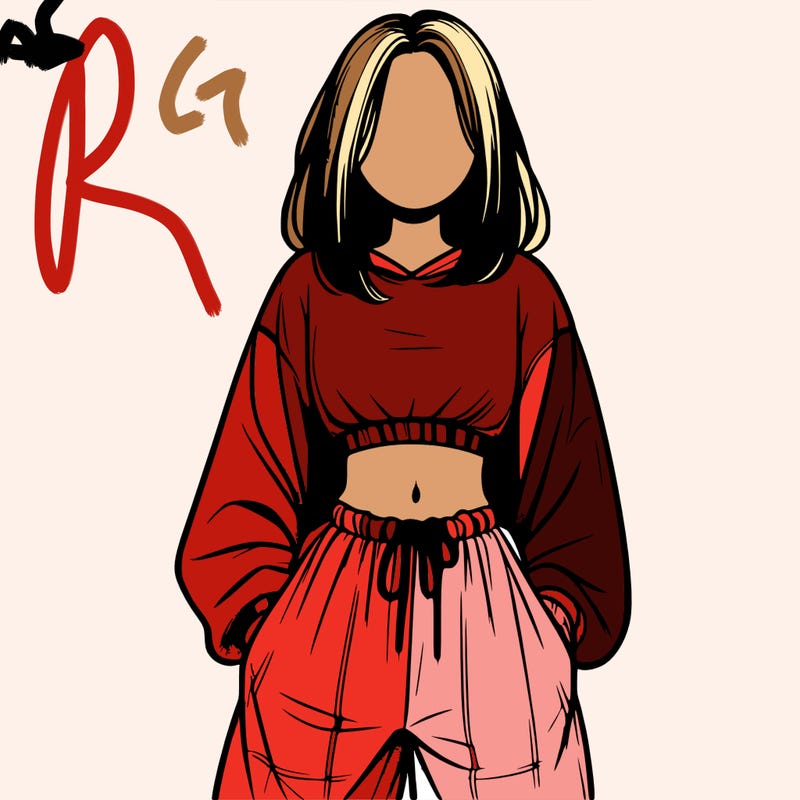 realistic girl faceless with baggy pants and a crop top