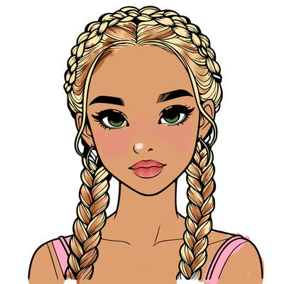 realistic girl with braids