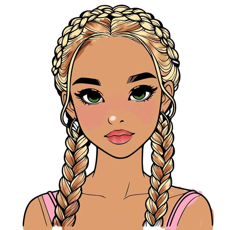 realistic girl with braids