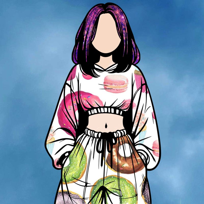 realistic girl faceless with baggy pants and a crop top