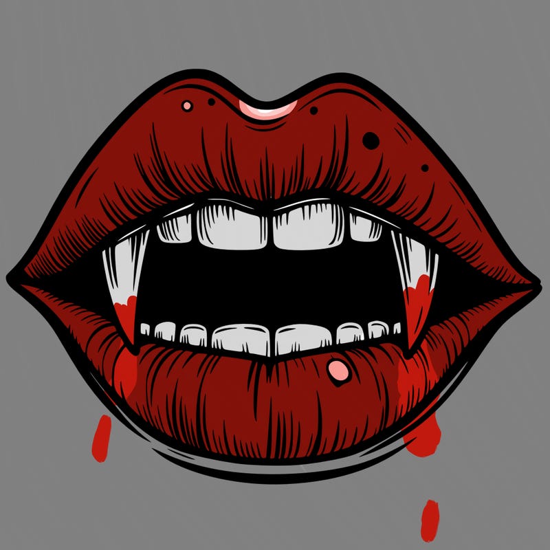 lips with vampire teeth