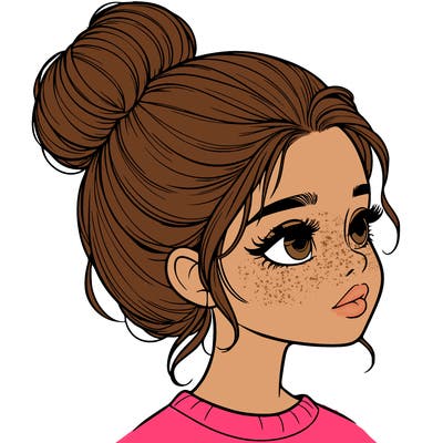 realistic girl with bun