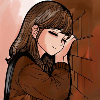 relistic girl leaning on a wall